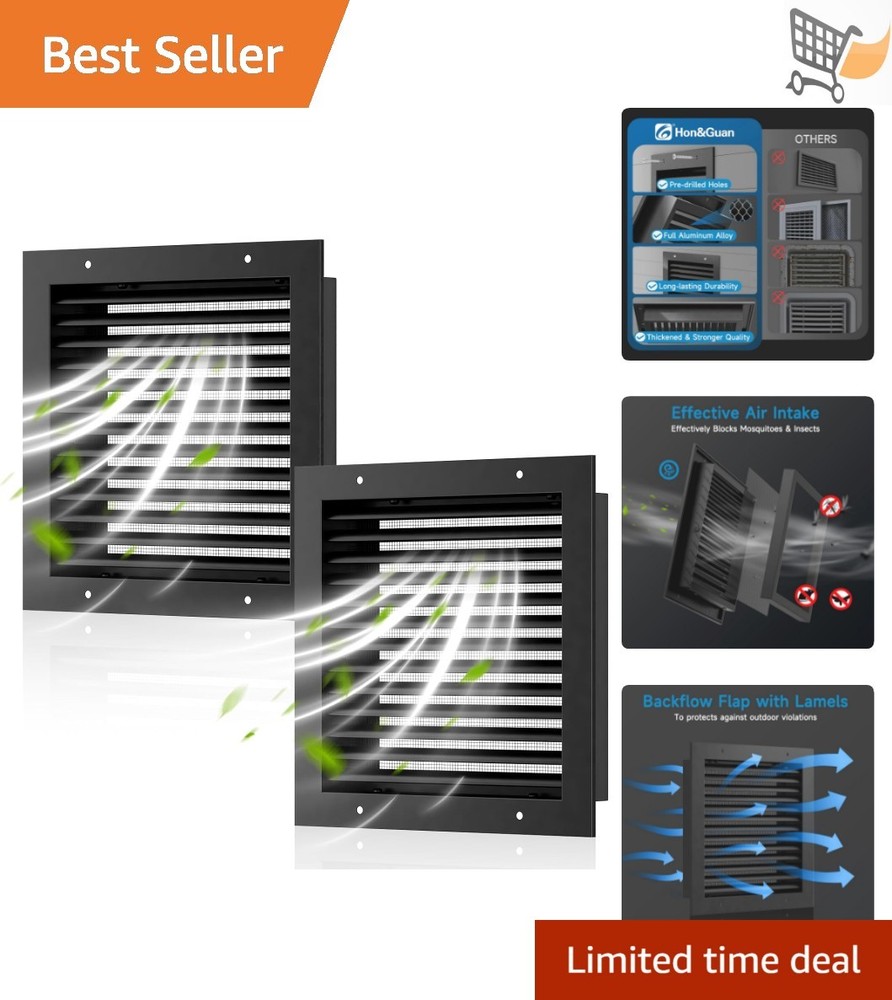 2 Pack 12×12 Aluminum Gable Vents with Screen for Attic Sheds Walls