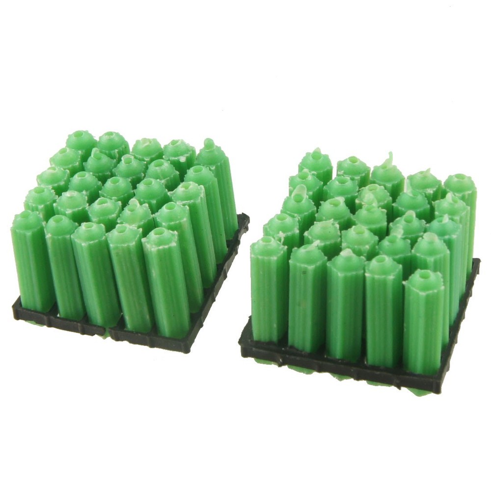 50 Pcs Masonry Fixing Green Plastic 7mm Dia Nonslip Wall Connector