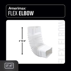 Flex-Elbow 3 In. X 4 In. White Vinyl Downspout Elbow