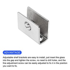 2Pcs 28mm Glass Shelf Bracket Holder Stainless Steel Clips Clamp 6-8mm Thickness