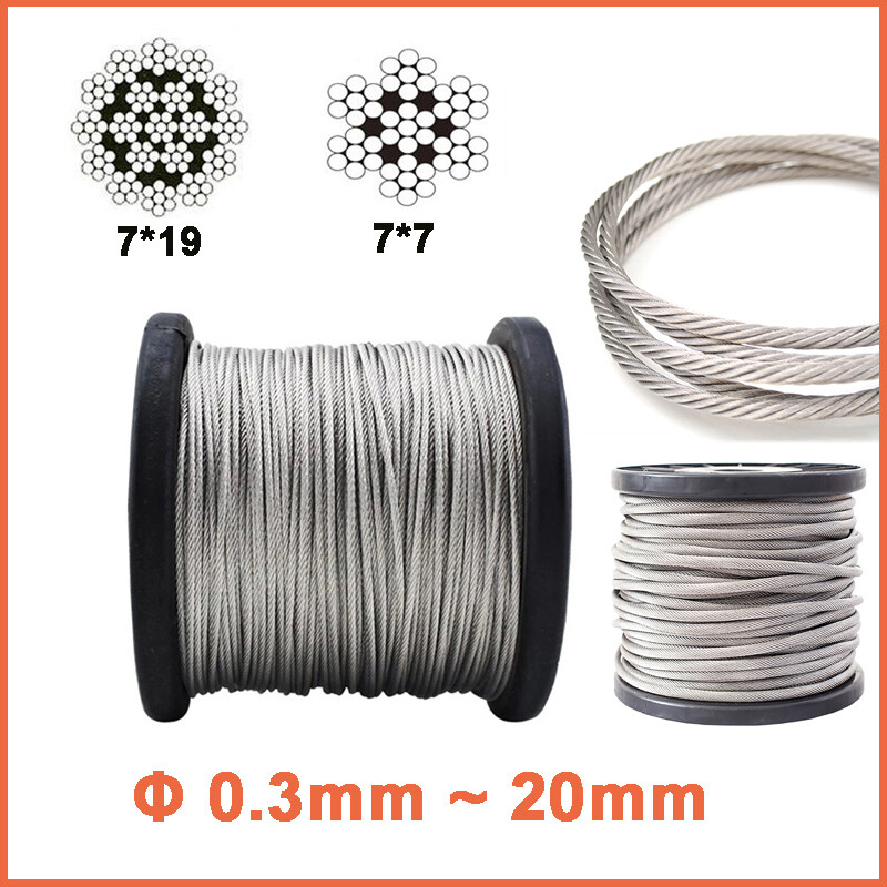 304 Stainless Steel Wire Rope Cable Flexible Φ 0.3mm ~ 20mm / 7×19 Structure
