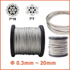 304 Stainless Steel Wire Rope Cable Flexible Φ 0.3mm ~ 20mm / 7×19 Structure