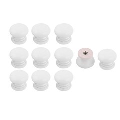 Home Room Wood Round Door Wardrobe Closet Handle Pull Knob White 24 x 22mm 11pcs