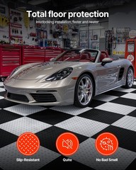 Garage Floor Tiles Interlocking, 8 Pack 20.2 x 20.2 x 0.2 in Interlocking Modula