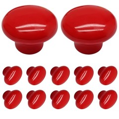 Biaungdo 10 Pack Red Ceramic Kitchen Cabinet Knobs Pulls, 32 mm/1.26 Inch