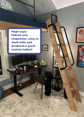 Custom Rustic Pine Loft Library Ladder half-Log,Cabin,Attic,Wood,Wooden Hardware