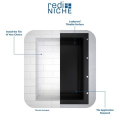 Tile Redi Usa Redi Niche Double Niche Recessed Shower Shelf- Black Two Inner