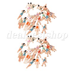 40 x Mini Plastic Beach People Figurines 1:75 Scale for Party Favors