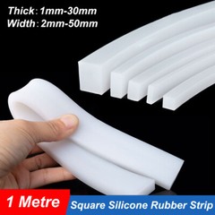Solid Silicone Rubber Sealing Strip Square White Thick 1mm-30mm Width 2mm-50mm