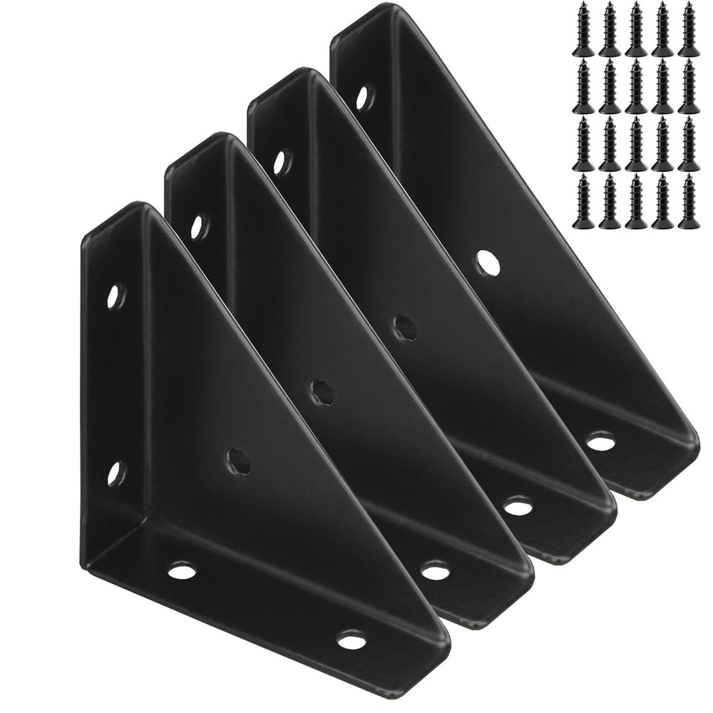 4 Pcs Trapeziform Angle Brackets, Shelf Brackets Heavy Duty Triangular Bracke…