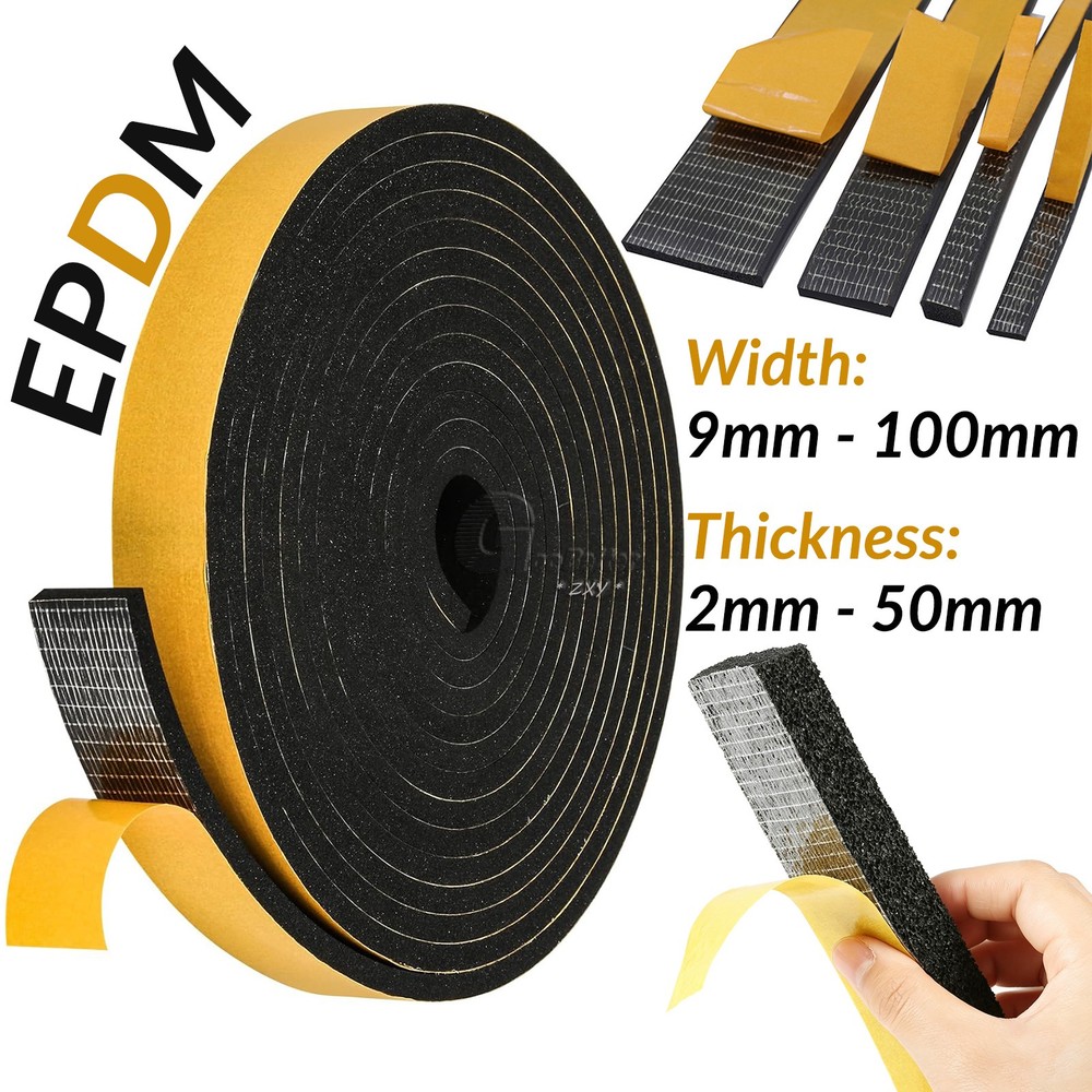 Neoprene Self Adhesive Backed Foam Sponge Strip Roll Sheet Tape Sticky Seal EPDM