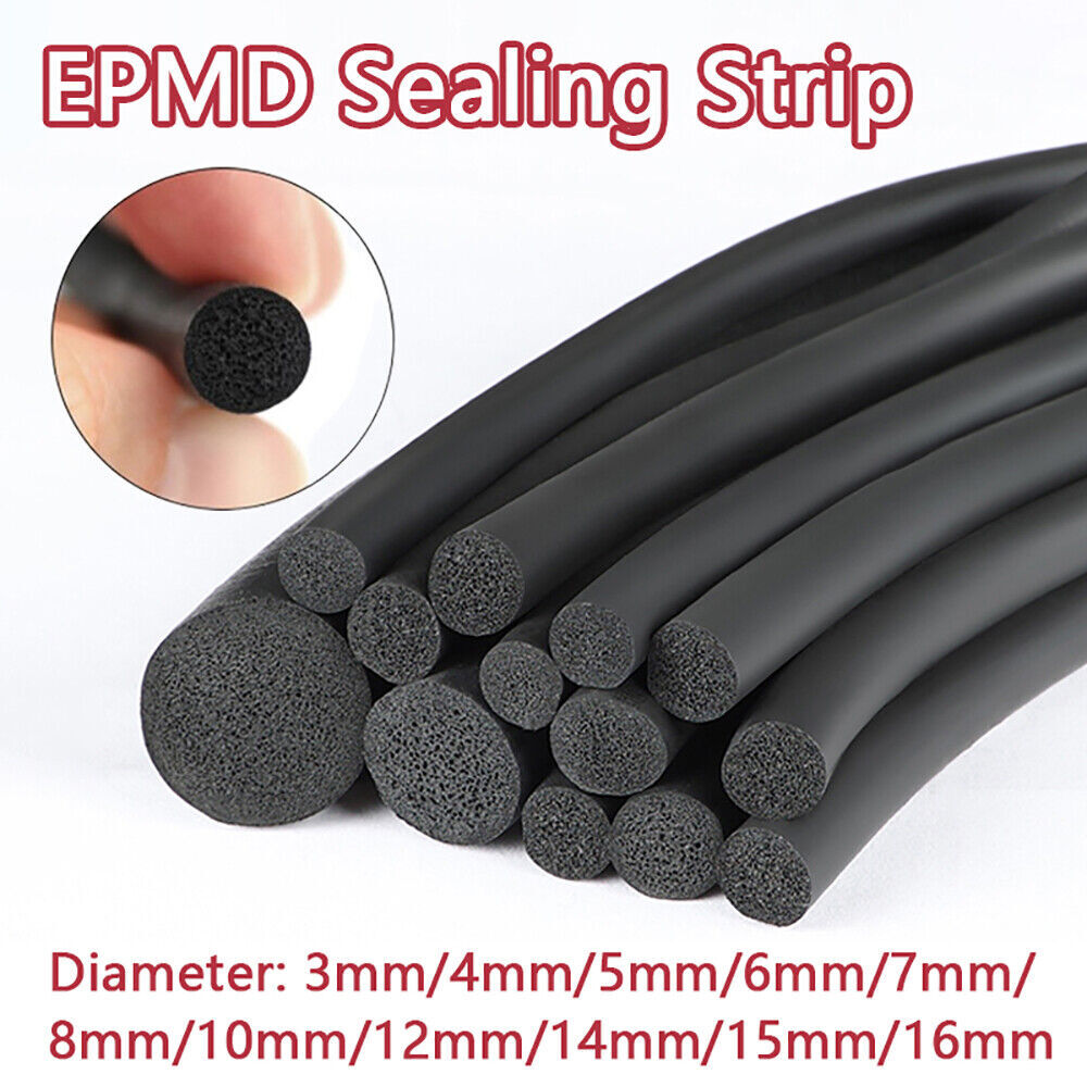 Solid Rubber Sealing Strip 3mm-16mm EPMD Sponge Round Strip Door Windows Seal
