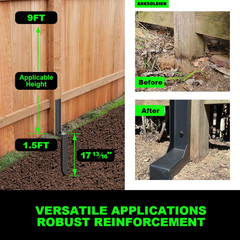 Fence Post Repair Kit – One-Piece Steel Anchors & Stakes to Quick Fix Broken/Lea