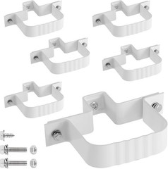 6-Pack Downspout Straps 2×3 & Wall Brackets, White Downspout Fasteners Set wi…