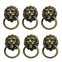 6 Pack Lion Head Knob Pull Handle for Dresser Drawer Cabinet Small, Bronze