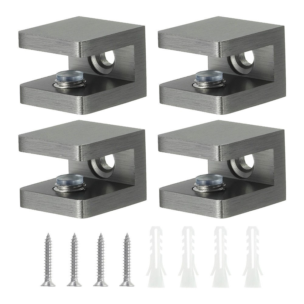 Glass Shelf Clamp, 4Pcs Glass Clip Holder Support for 5-8 mm Thick, Black