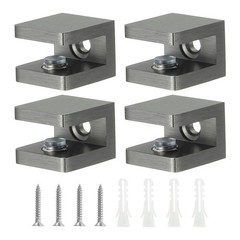 Glass Shelf Clamp, 4Pcs Glass Clip Holder Support for 5-8 mm Thick, Black
