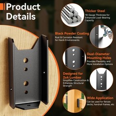 20 Pcs 2×4 Fence Brackets for Wood Black – 18 1.65 x 3.5 x 0.8 inches, 20