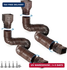 plusgutter Brown 2-Pack Rain Gutter Downspout Extensions Flexible, Drain Downspo