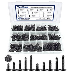 450PCS Self Tapping Screws for Metal, 410 Stainless Steel #8, #10, Black
