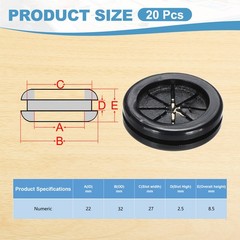 20 Pcs 7/8″ Desk Grommet Round Double-Sided Cables Grommet Black