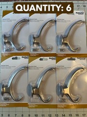 NOS 6-pack lot National Hardware N806-808 satin Nickel garment clothes 5″ hook