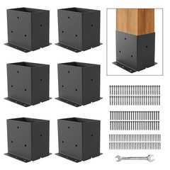 4X6 Post Base 6 PCS,Post Brackets(Inner Size 3.6″x5.6″),Heavy Duty 14GA Steel