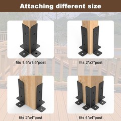 4 Pcs Adjustable Heavy Duty Deck Post Anchor Brackets – Fit 1.5 to 4 Inch Posts