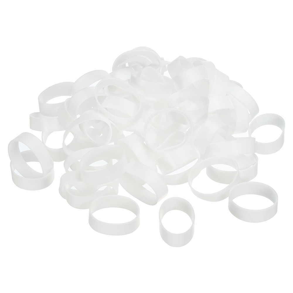 100 Pcs 1 1/4″ Flat White Silicone Rubber Bands Rings Non-slip