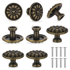 JJUNW 8 Pack Antique Brass Drawer Knobs, Vintage Dresser Drawers Bronze