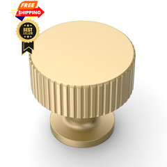 Asidrama 10 Pack Brushed Gold Kitchen Cabinet Single Hole Knob,