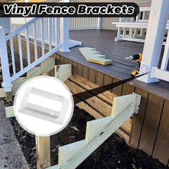 4 Pcs 2″ x 3.5″ White Vinyl Fence Brackets, Slotted Handrail Bracket Kit with…