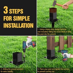 16″ No-Dig 4×4 Ground Spike Post Anchors – Powder-Coated Steel, Includes 4 Co…