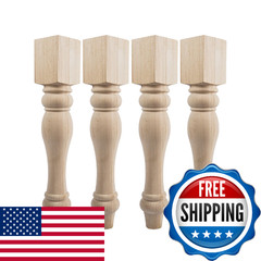 La Vane 29X5X5 Inch Wooden Chunky Farmhouse Table Legs Set Of 4 Solid Wood