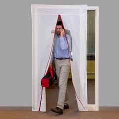 48 In. X 87 In. Reusable Adhesive Zippers Magnetic Dust Barrier Door with Double