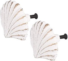 DDRAUY 2 Pack Seashell Knobs Ocean Cabinet Pull 2.5 x 2.1 inches, White