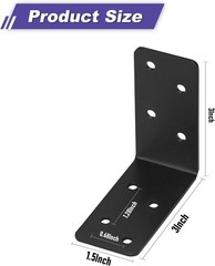 20pcs Heavy Duty 3x3x1.5in Steel L Bracket – Black