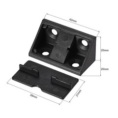 42x20x20mm 4 Holes Plastic Corner Braces Angle Brackets Black 50Pcs