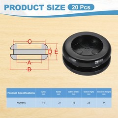 20 Pcs 9/16″ Desk Grommet Round Double-Sided Cables Grommet Black
