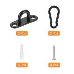 2 Pcs Pad Eye Plate 1.8 Inch Stainless Steel Ceiling U Hooks with Screw Black