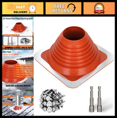 Metal Roof Pipe Flashing Boot 6″-11″ OD, High Temp Silicone, Hex Socket & Screws