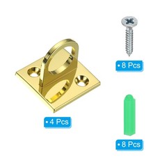 Pad Eye Plate U Hooks, 4 Pack Metal Ceiling Hook Wall Mount Loop Golden