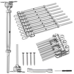 BLIKA 10 Pairs 1/8″ Cable Railing Kit Swage Toggle Turnbuckle 1/8″, silver