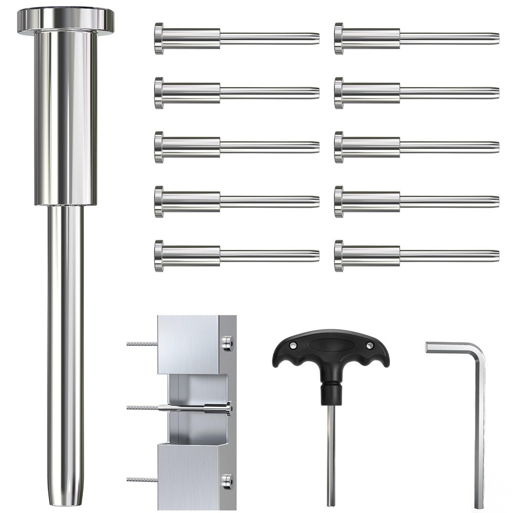 10 Pack Invisible Cable Railing Kit for 1/8″ Wire, For 2″x2″ Post, Silver