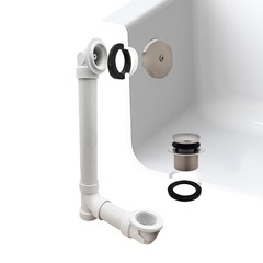 Westbrass Tip-Toe Sch. 40 PVC Bath Waste with One-Hole Elbow, Satin Nickel, D…