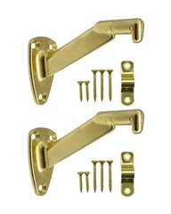 2 Pack Heavy Duty Brass Plated Zinc Handrail Brackets Wall Mount Design