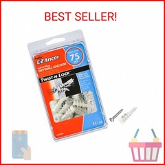 E-Z Ancor 25310#8 x 1-1/4″ 50 Count 75lb Self-Drilling Twist-N-Lock Drywall Anch