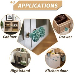 Zernmiarder Green Ceramic Knobs 10 Pack Flower Drawer Pulls Vintage