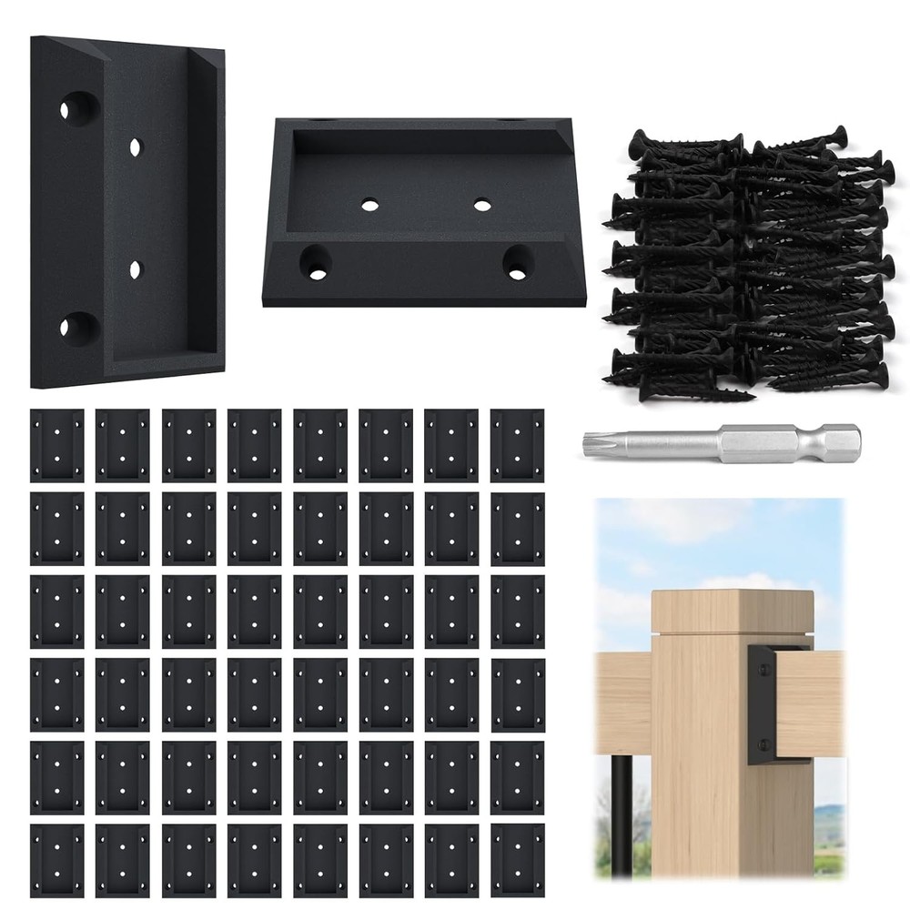 Muzata 50Pcs Deck Railing Brackets Connectors Rail Support Kit for 2×4…