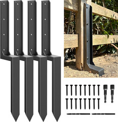 Fence Post Repair Kit – One-Piece Steel Anchors & Stakes to Quick Fix Broken/Lea